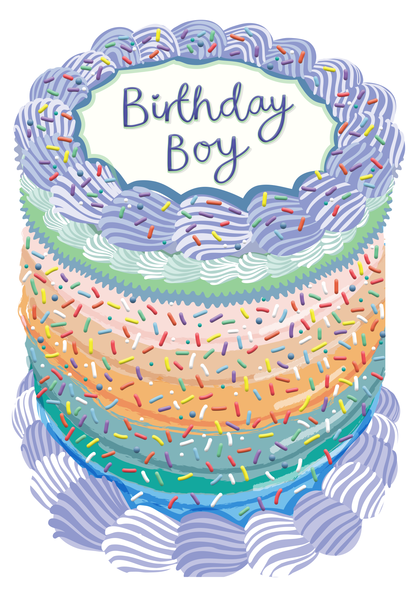 Birthday Boy Cake Shaped Greeting Card – Sprinkle Birthday Card for Him