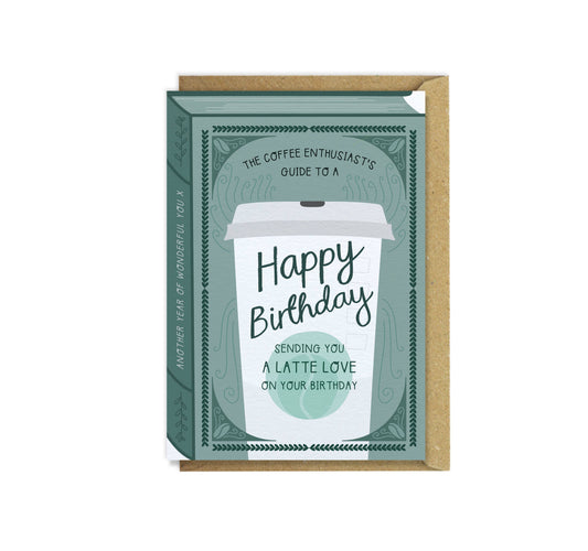 A Latte Love Birthday Card – Coffee Lover Book Style Greeting Card | Eco-Friendly