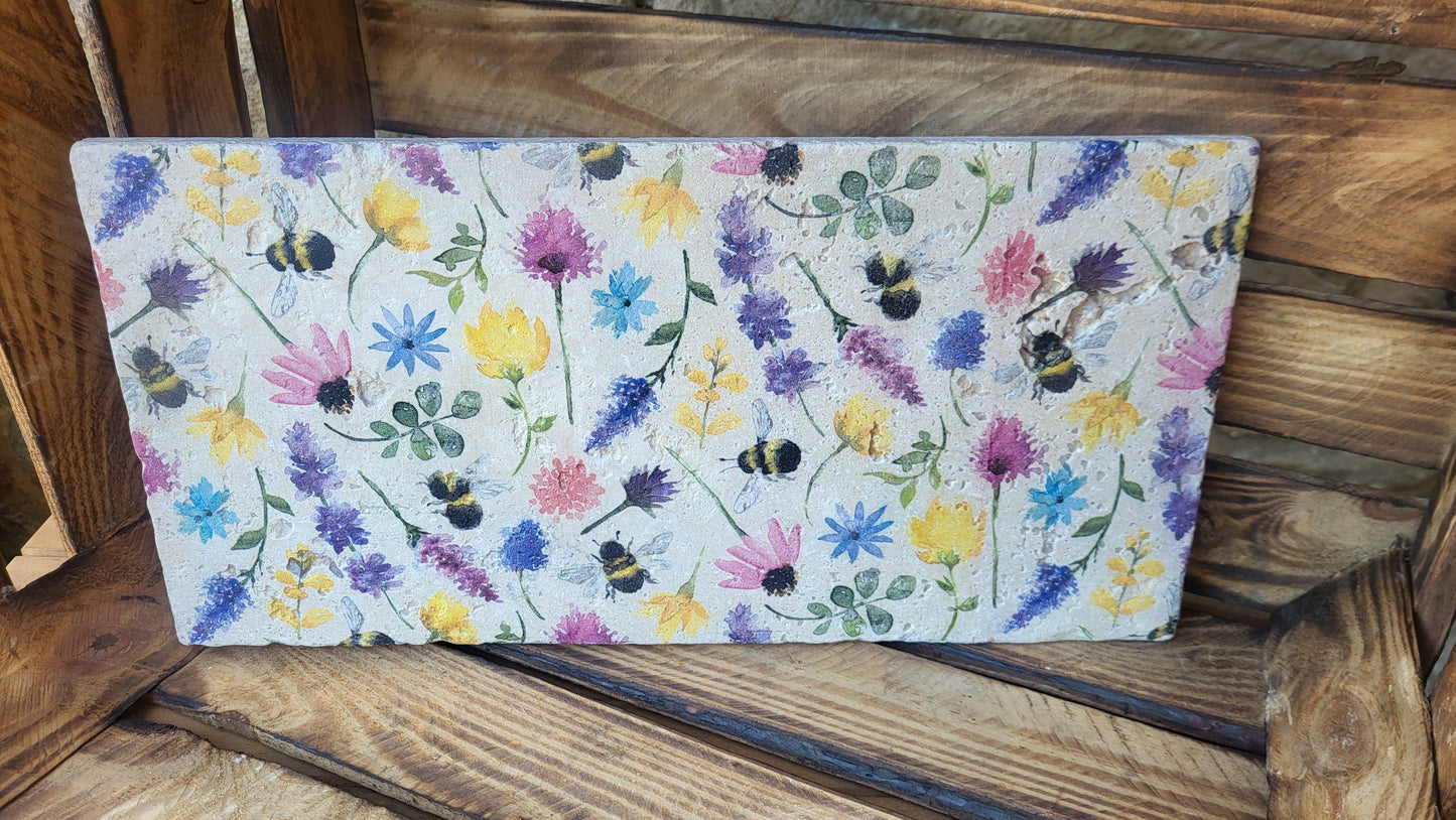 Large Stone Trivet / worktop saver / Meadow bee