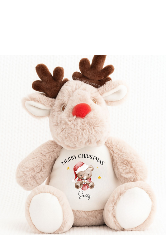 Personalised Merry Christmas Reindeer Teddy