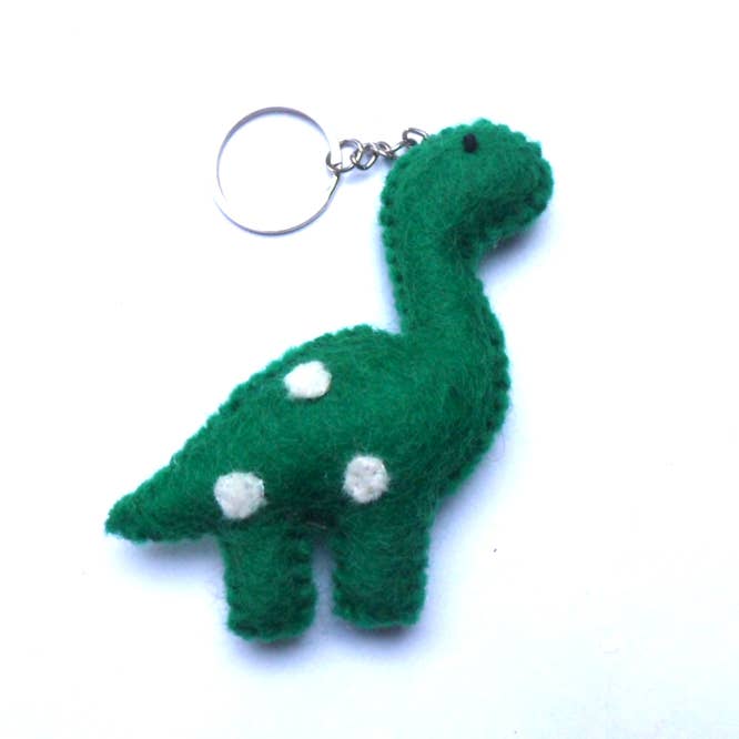 Green Felt Dinosaur Keyring