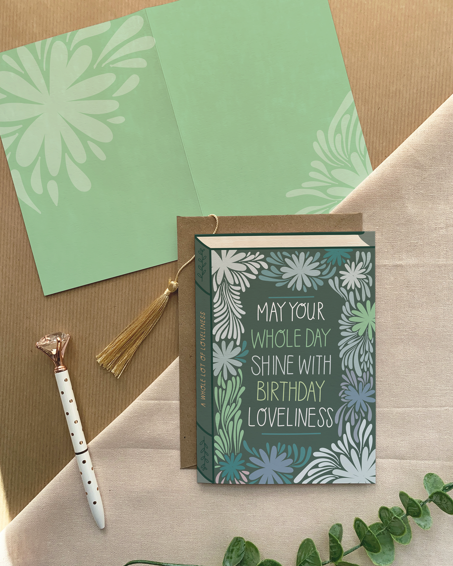 Birthday Loveliness Book Cover Card – Floral Book-Themed Greeting