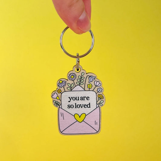 You Are So Loved Wooden Keyring