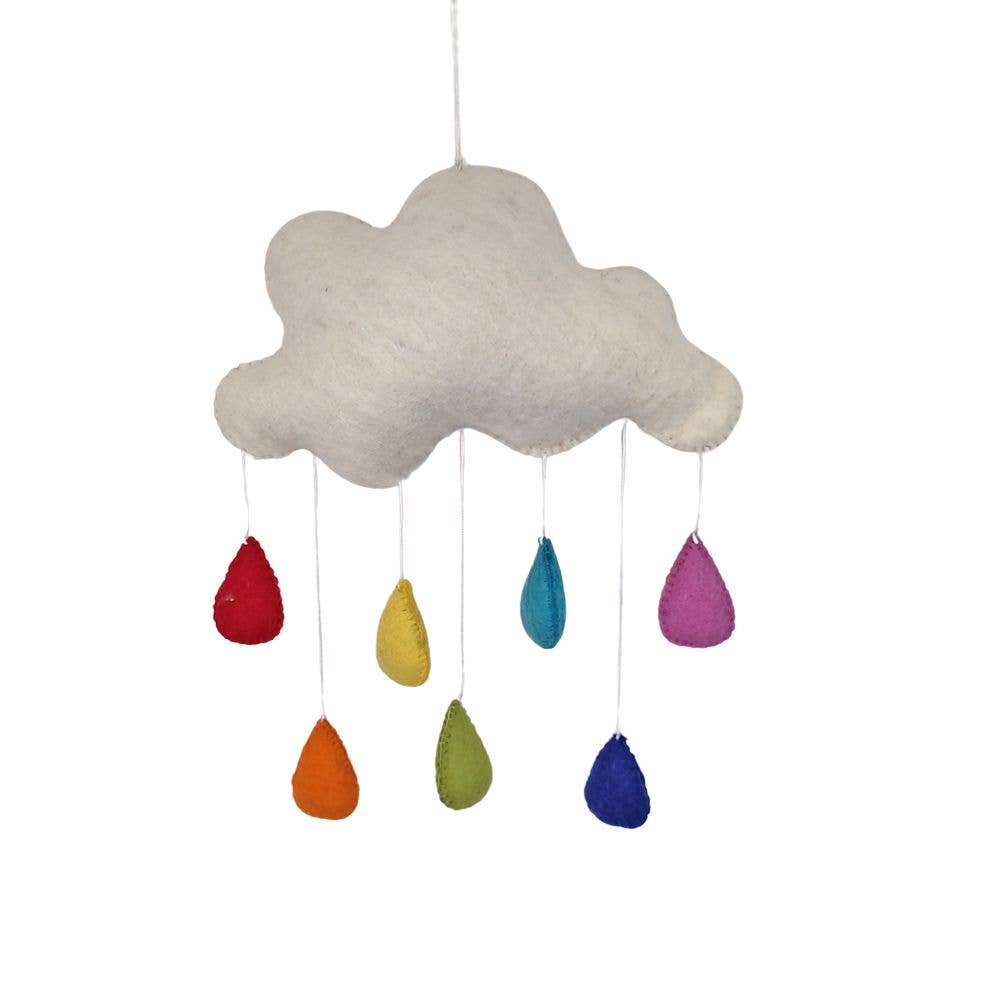 Felt Cloud & Rainbow Raindrop Mobile