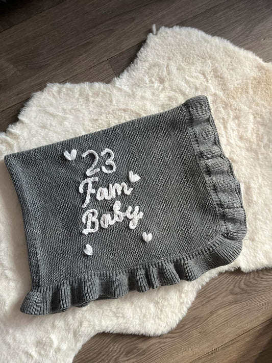 Hand Embroidery Knitted Baby Blanket