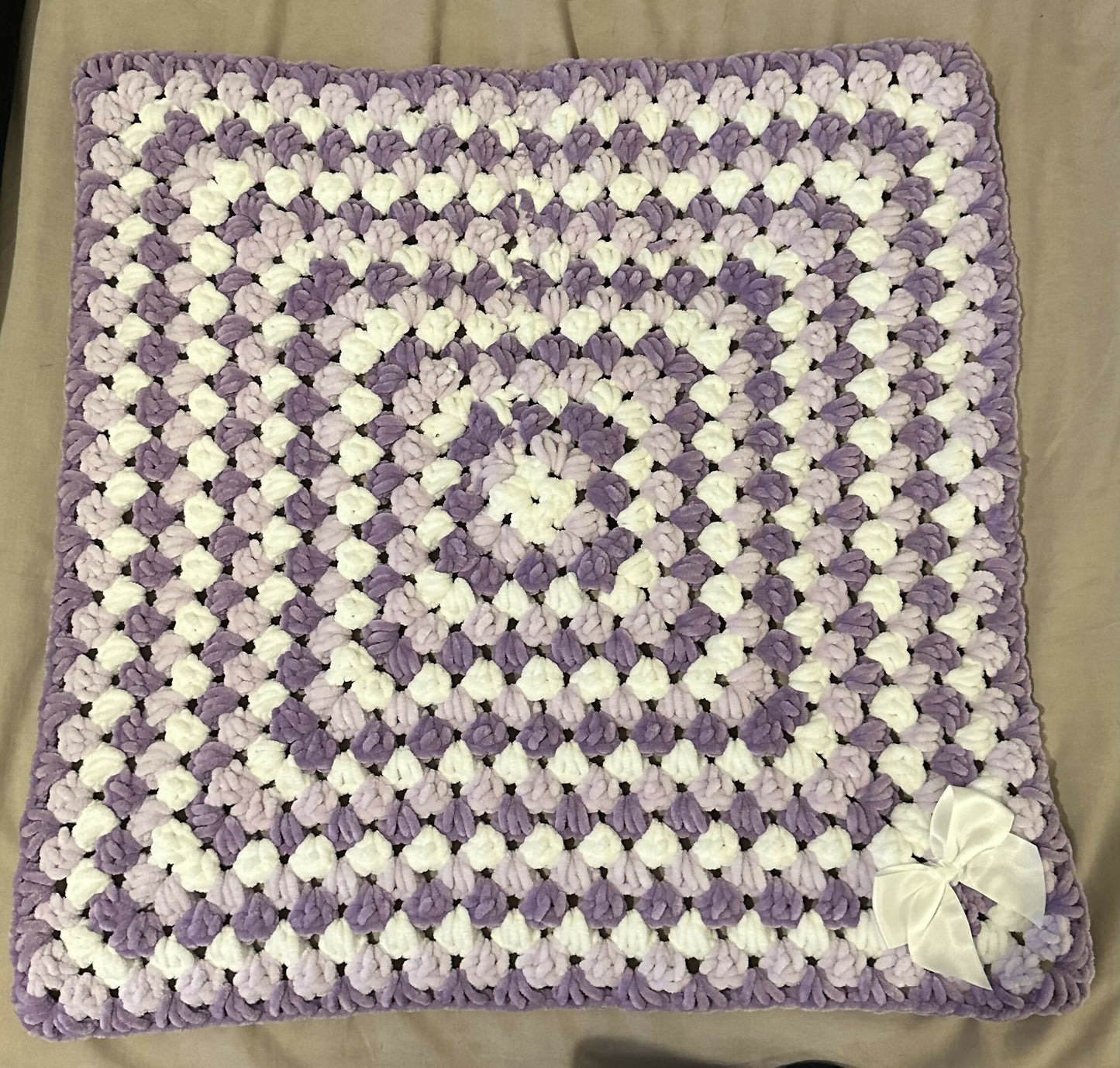 Handmade Lilac mix chunky baby pram blanket