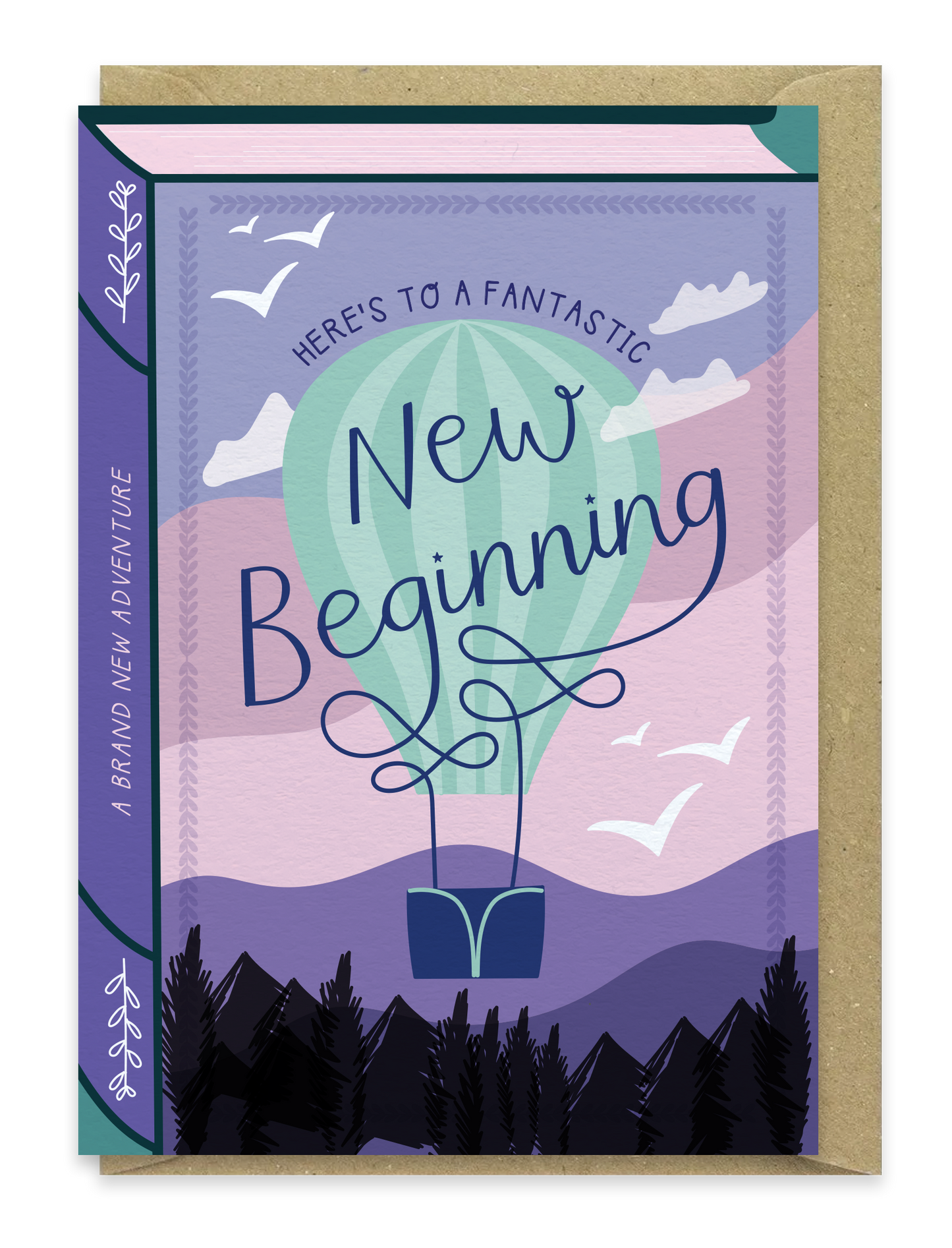 New Beginnings Book Cover Greeting Card – Hot Air Balloon Design