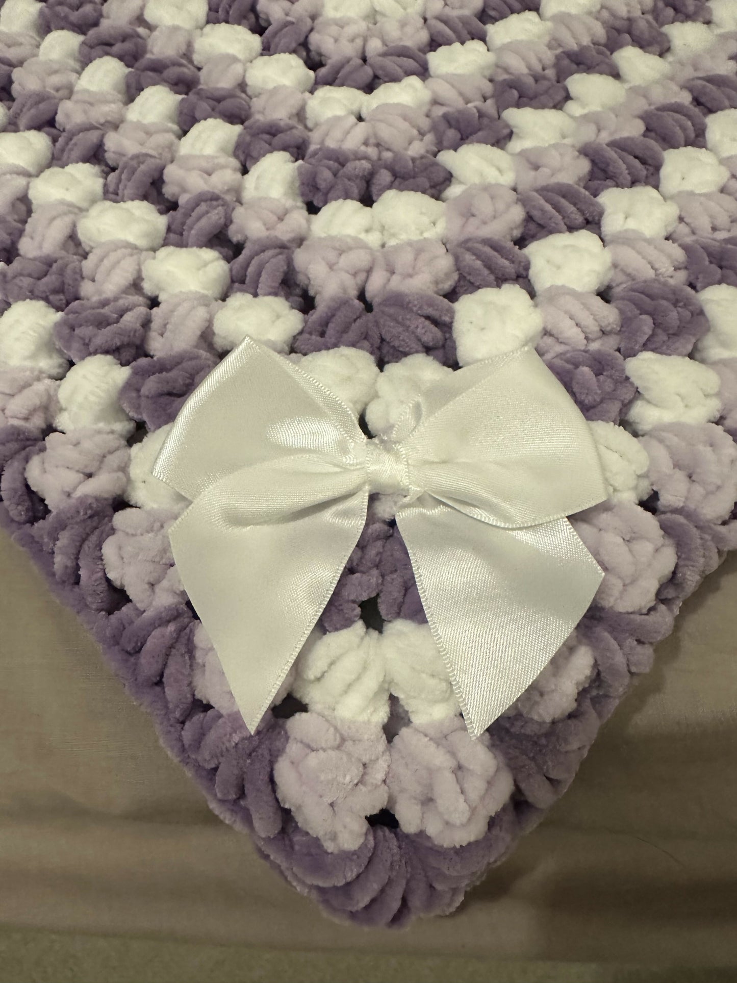 Handmade Lilac mix chunky baby pram blanket