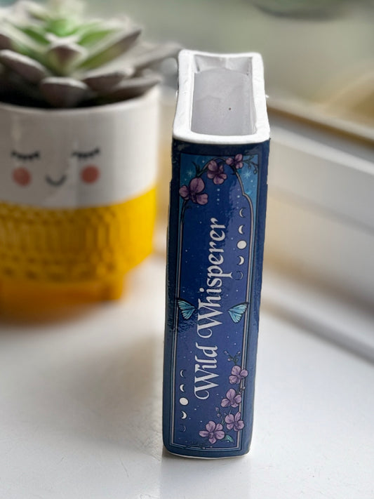 Book Vase: Butterfly & Moon Ceramic Book Planter