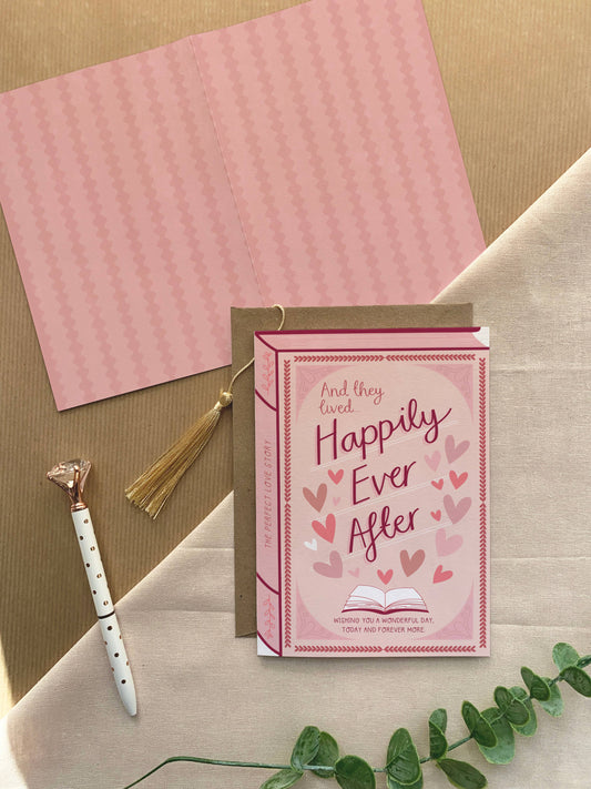 Happily Ever After Wedding & Anniversary Card – Book Style Greeting Card | Romantic Gift