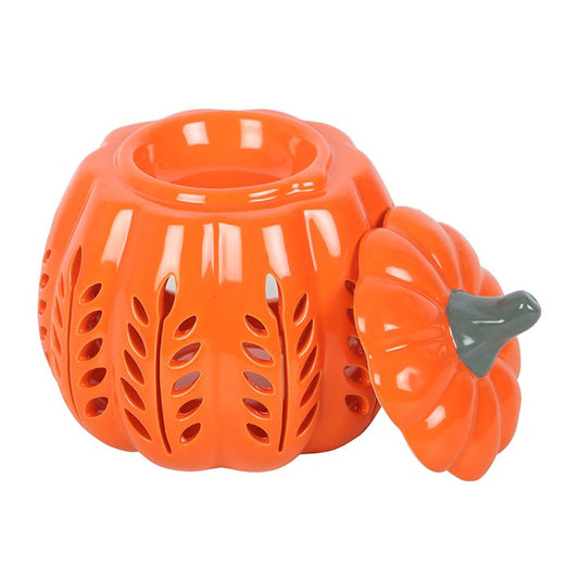 Orange Leaf Cut-Out Pumpkin Oil Burner & Wax Warmer