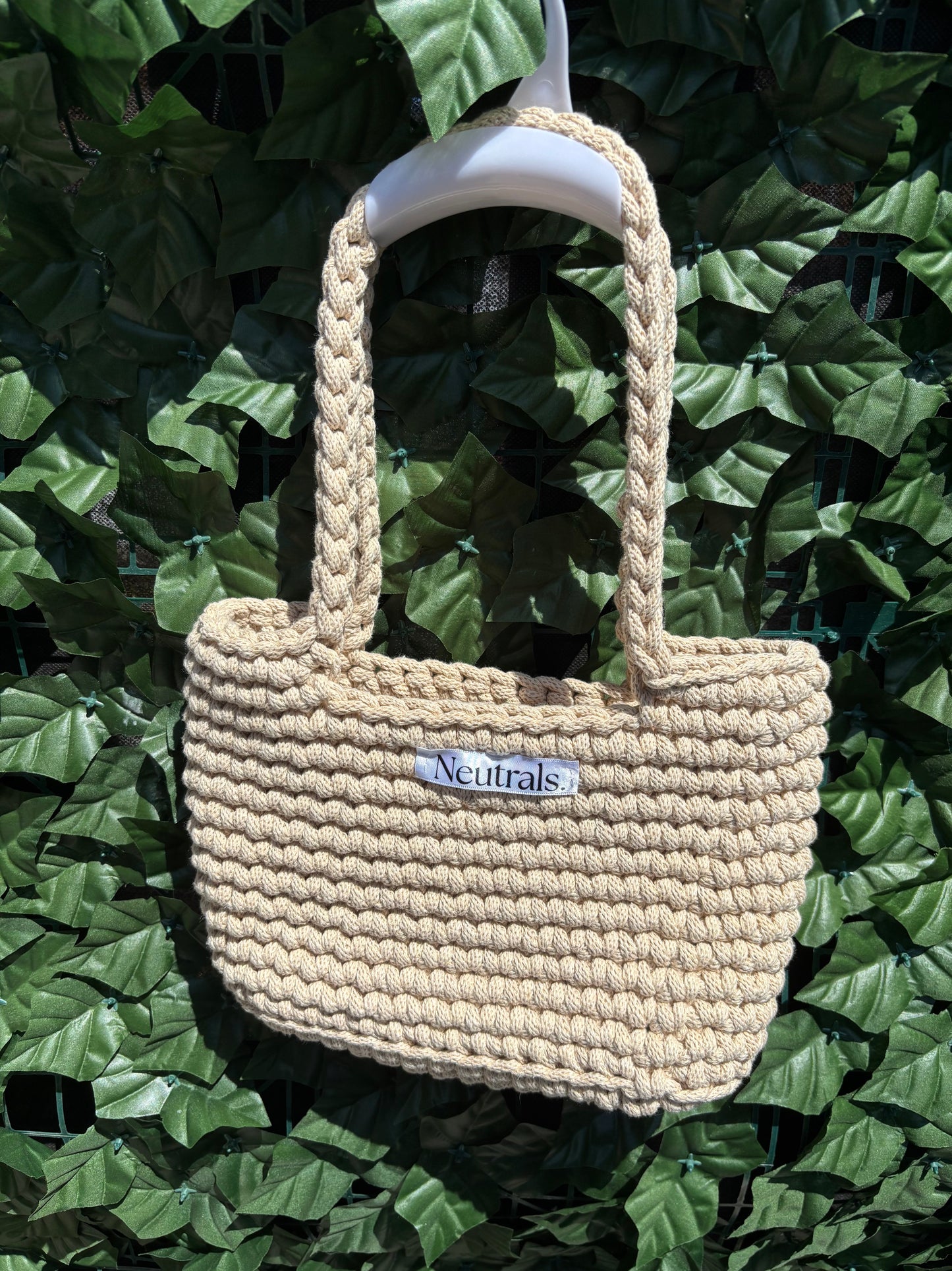 Small Crochet Beach Bag – Natural Cotton Blend