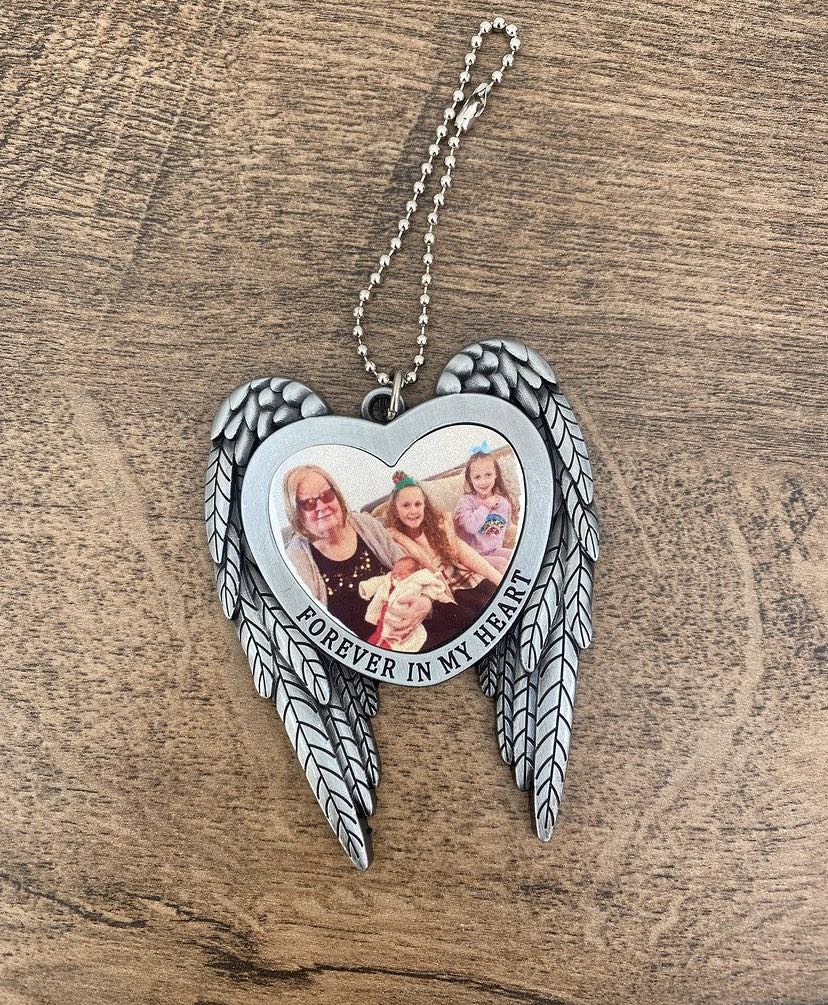Forever in my heart angel wings-Personalised Memorial Decoration