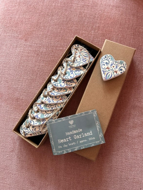 Tile Print Clay Heart Garland