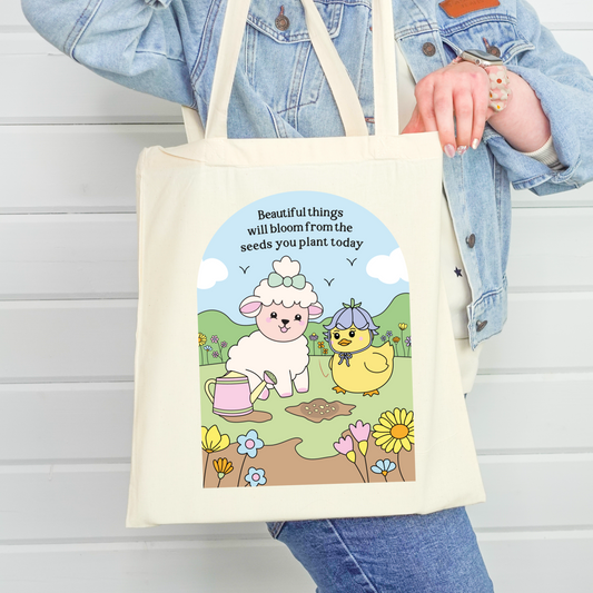 Beautiful Things Will Bloom Tote Bag