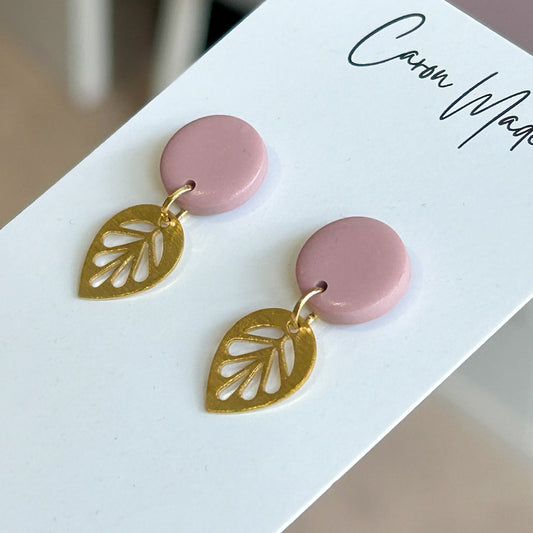 Small pink and gold earrings