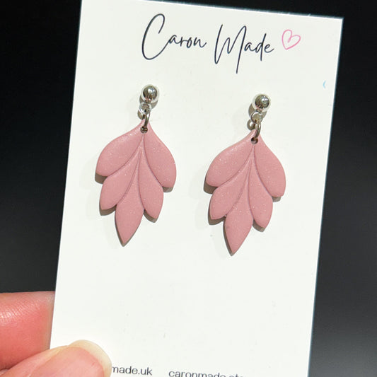 Blush pink floral shape earrings with silver stud