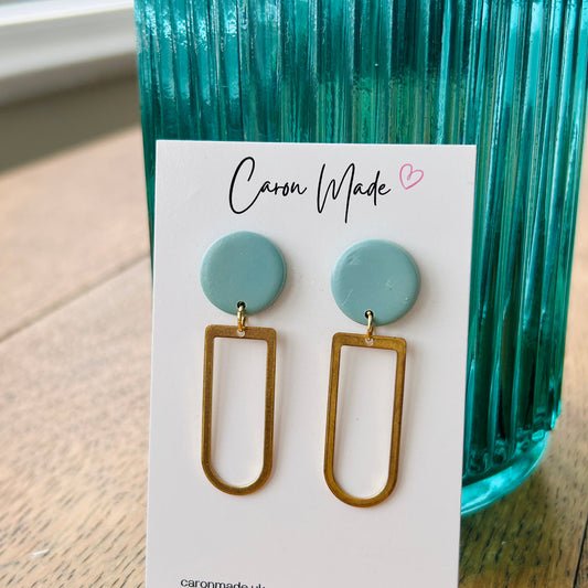 Blue and brass earrings