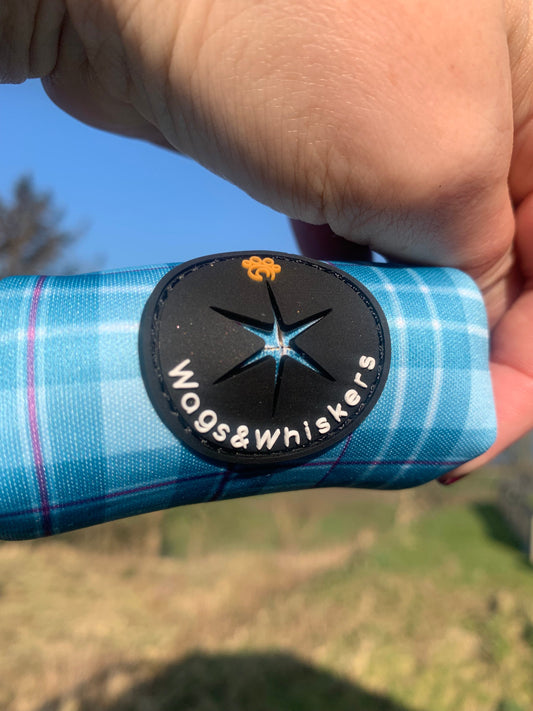 Poo Bag Holder Turquoise Tartan