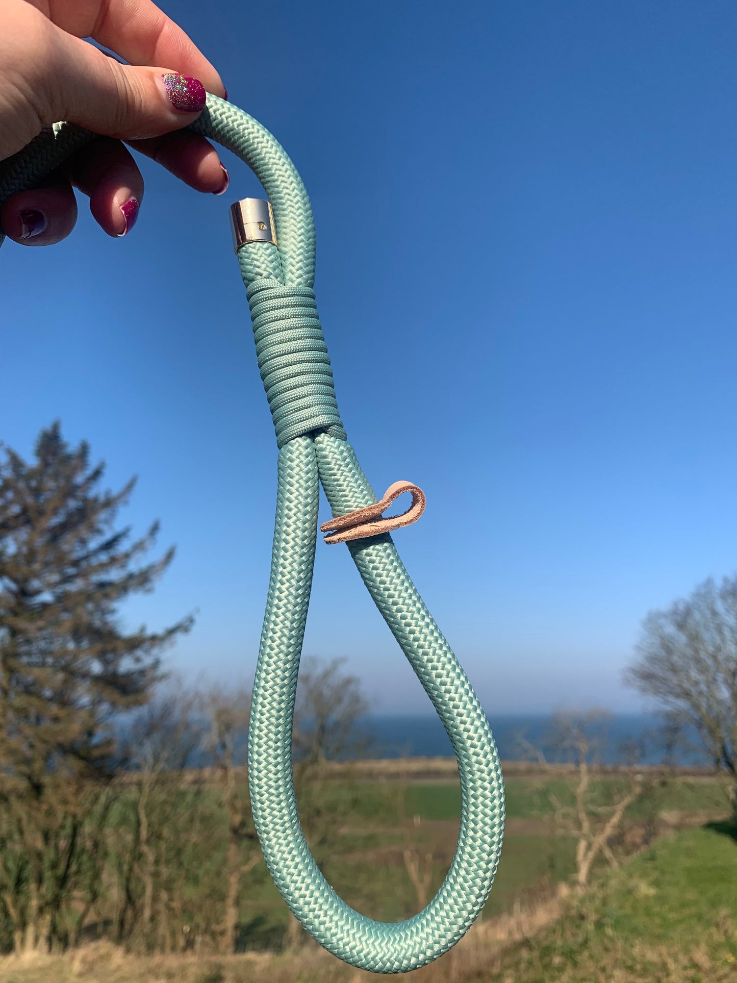 Sage Green Rope Dog Leash Flexible and Lightweight