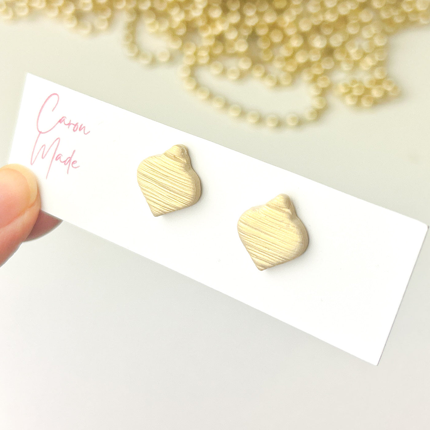 Christmas bauble stud earrings, light gold