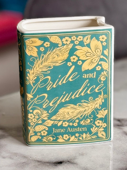 Book Vase: Pride and Prejudice Book Vase Blue & Gold