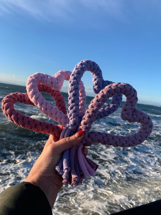 Handmade Dog Toy Rope Love Heart