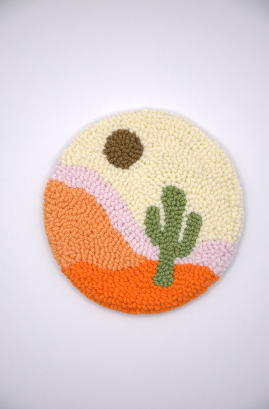 Boho Punch Needle Coasters CACTUS
