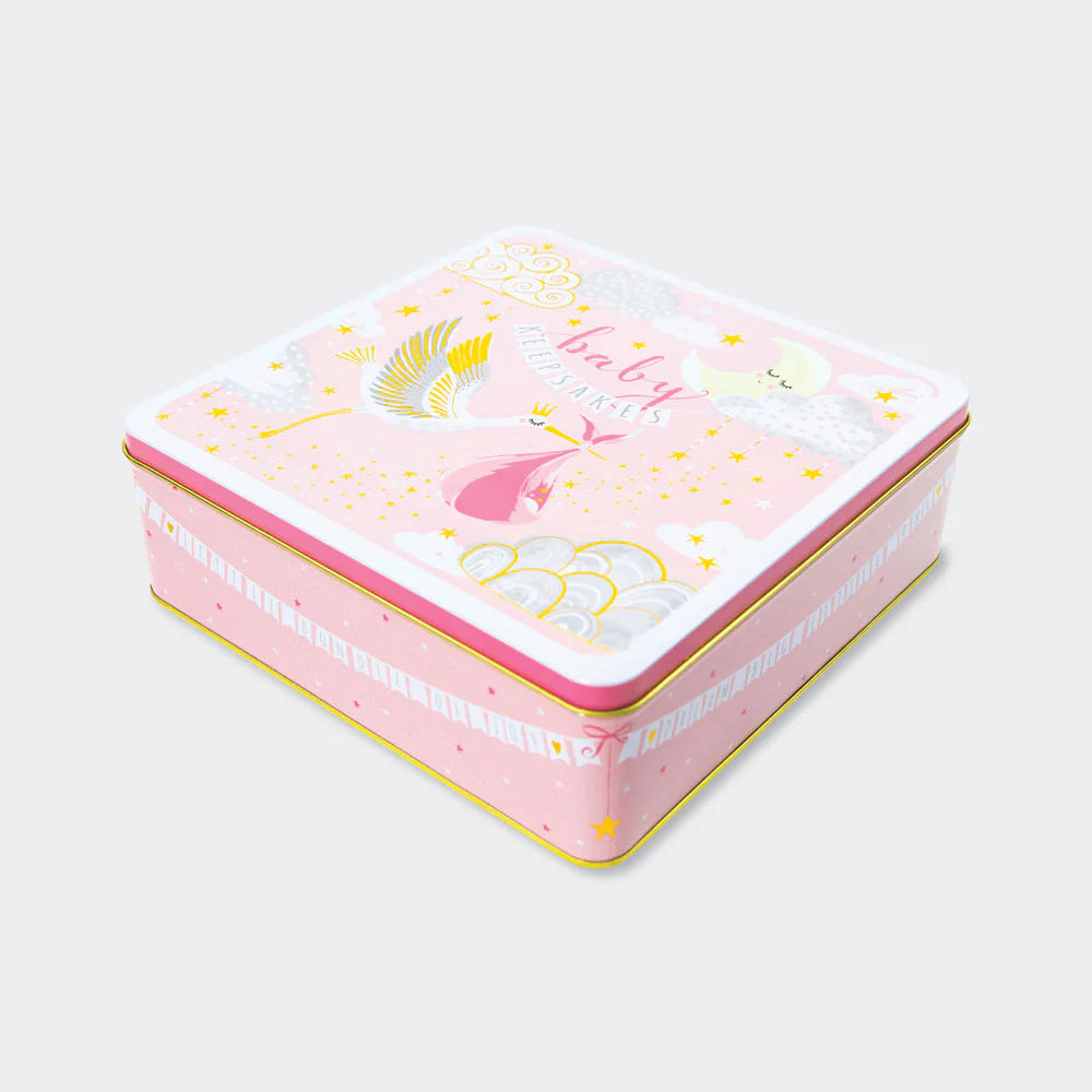 Large Keepsake Tin - Baby Girl Keepsakes