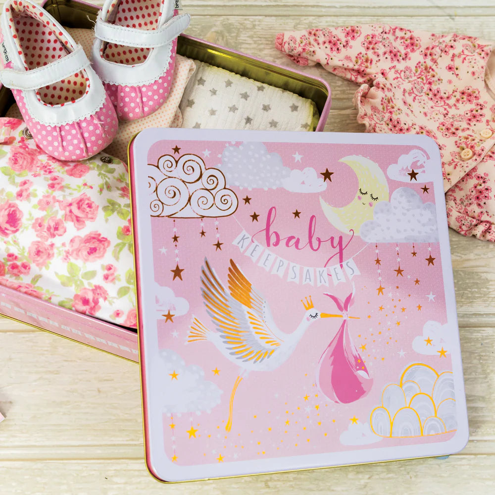 Large Keepsake Tin - Baby Girl Keepsakes