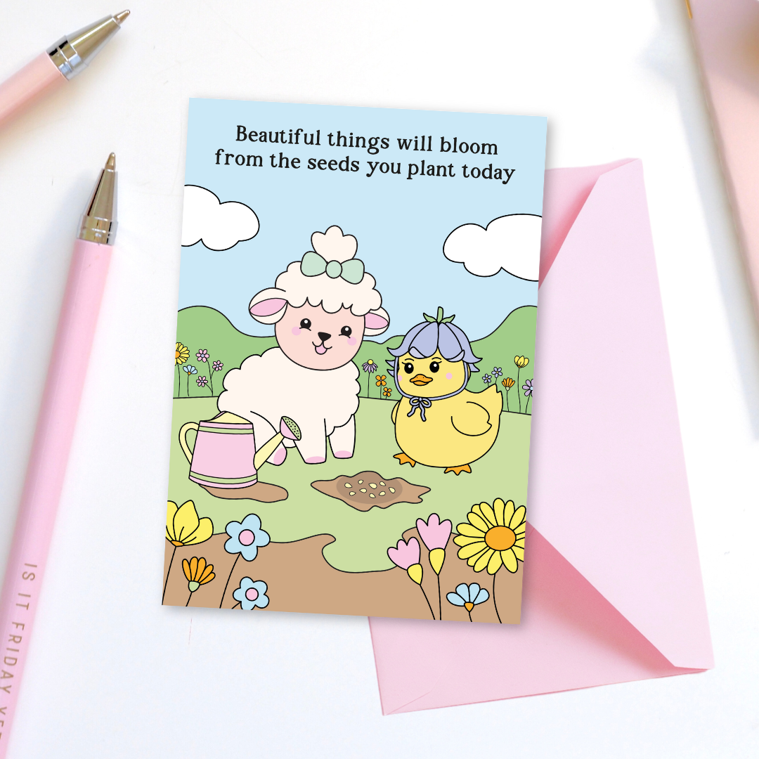 Beautiful Things Will Bloom Greetings Card