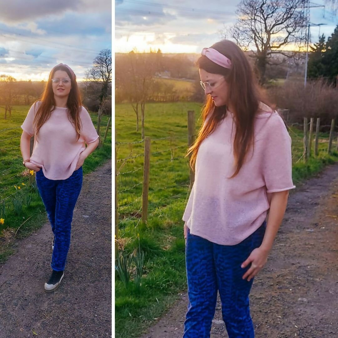 Blossom pink knitted t-shirt. Kidmohair and wool mix sleeveless sweater. Women's knitted top for layering. - Forever After Boutique