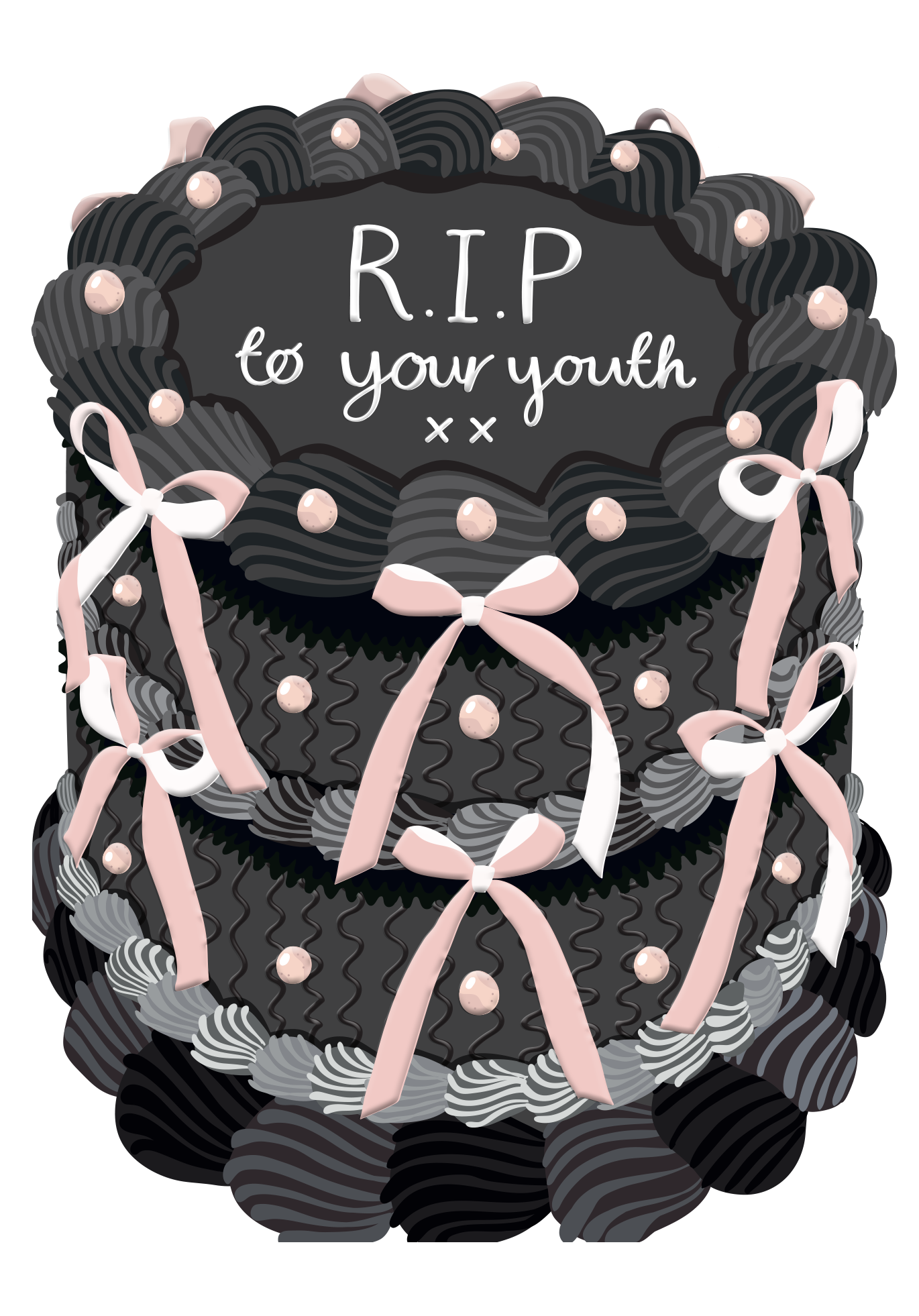 RIP to Your Youth Birthday Card – Funny Cake-Shaped Greeting Card | Gloss Finish