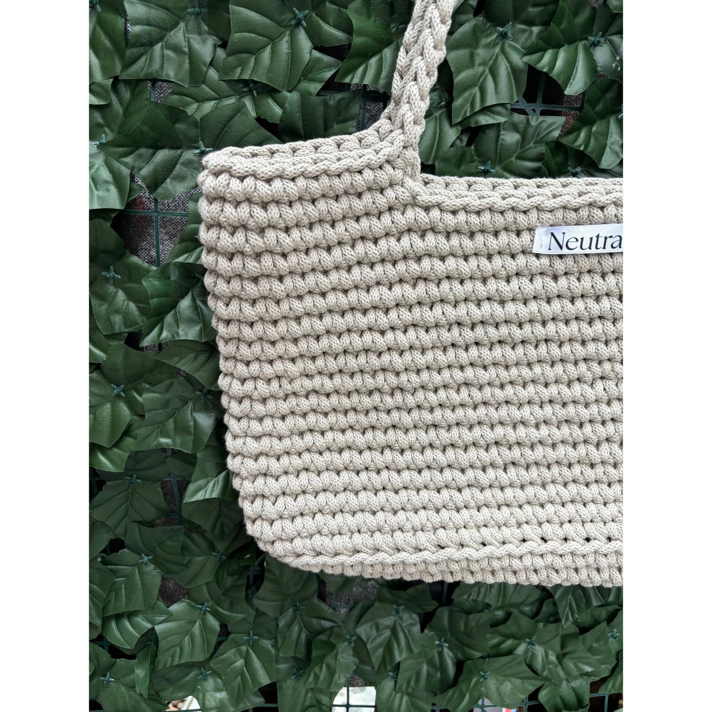 Large Crochet Beach Bag – Handmade, Neutral Cotton Tote