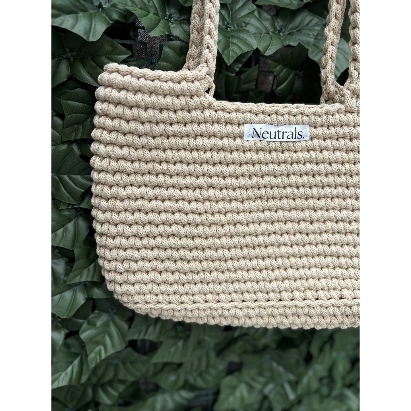 Large Crochet Beach Bag – Handmade, Neutral Cotton Tote Cream