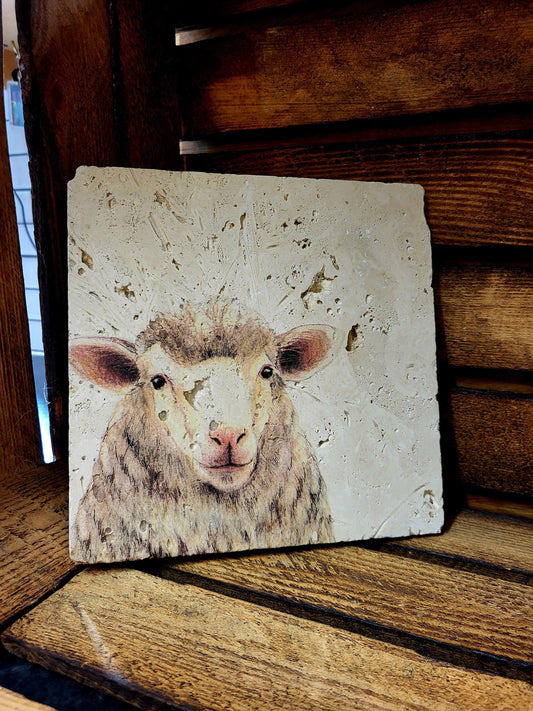 Handmade Stone placemat/ Trivet/ Worktop saver/ Farm animals/ Natural stone placemats