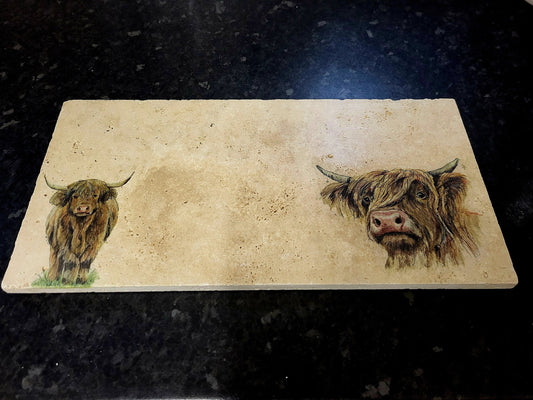 Large Stone Trivet / worktop saver / Higland cow