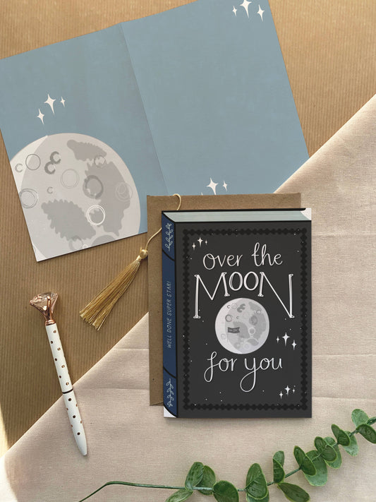 Over the Moon Book Cover Card – Well Done | Congratulations Card