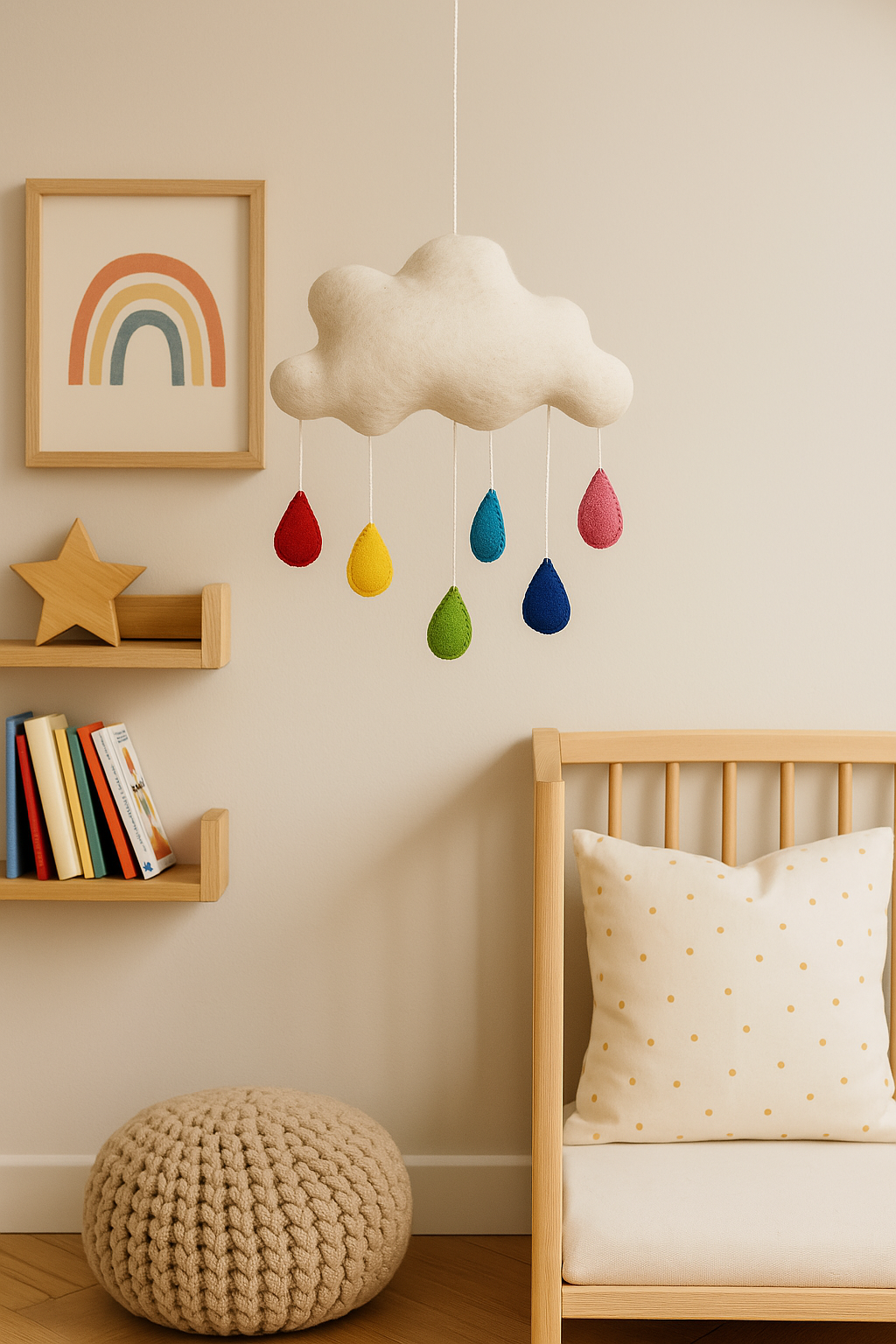 Felt Cloud & Rainbow Raindrop Mobile