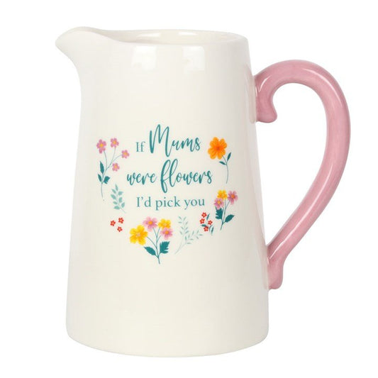 Flower Jug: ‘If Mums Were Flowers, I’d Pick You’ Ceramic Flower Jug – A Heartfelt Gift - Forever After Boutique