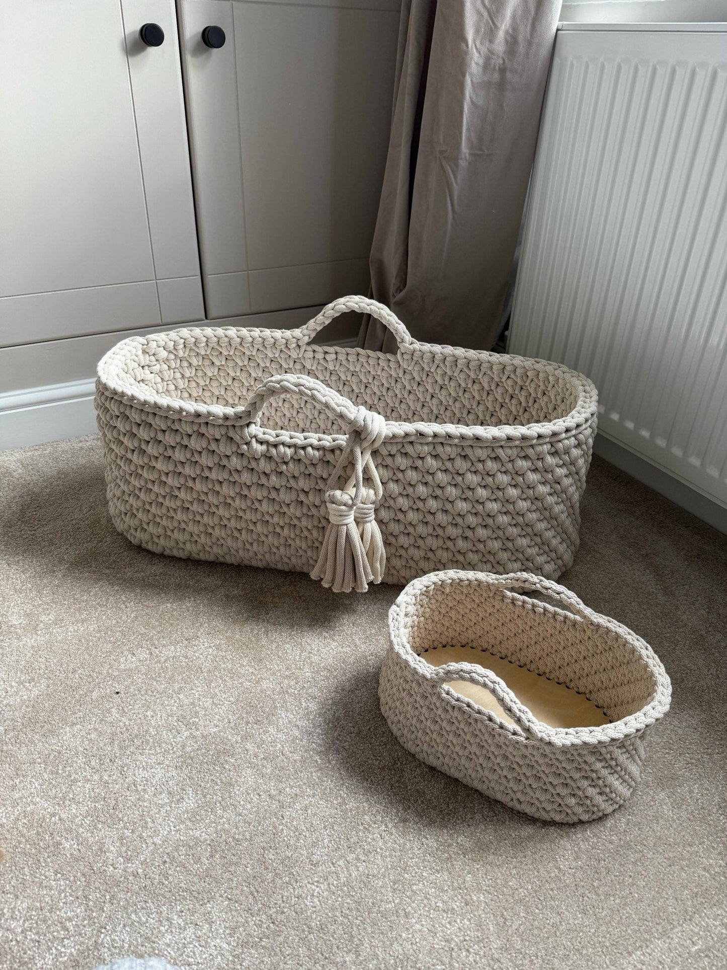 Crochet Nappy Caddy – Handmade Storage Basket Set