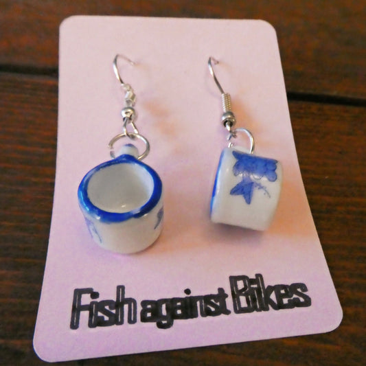 Handpainted ceramic mug earrings - Forever After Boutique