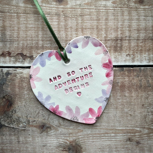 PERSONALISED Sentimental Heart Gift, Custom Colour Hand Painted Floral Heart, Hanging Heart, Birthday Gift, Wedding Gift Thank You, Get Well