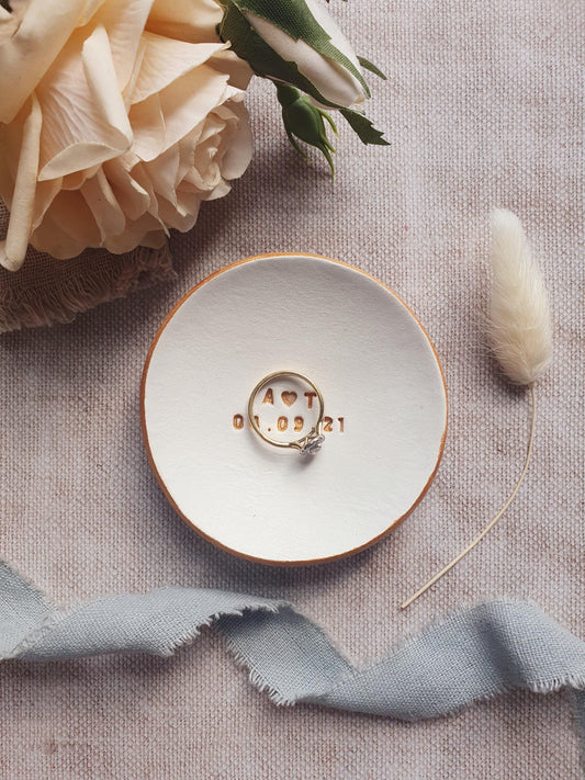 Wedding Ring Dish, Engagement Present, Personalised Wedding Gift, Engagement Ring Storage, Clay Trinket Dish, Trinket Tray, Anniversary Gift