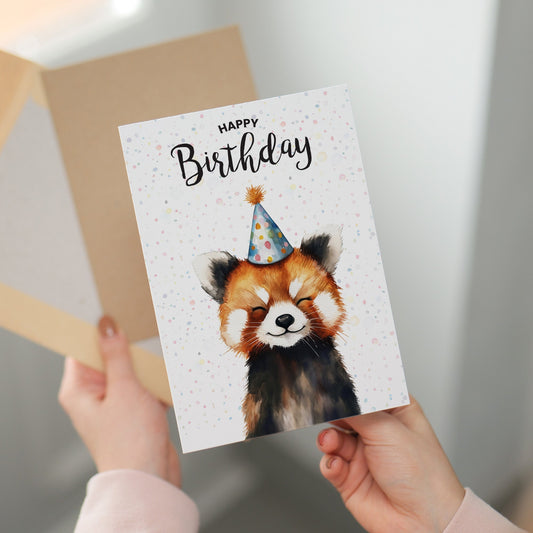 Birthday Card For Him or Her Of A Red Panda Illustration For Him or Her Birthday Gift