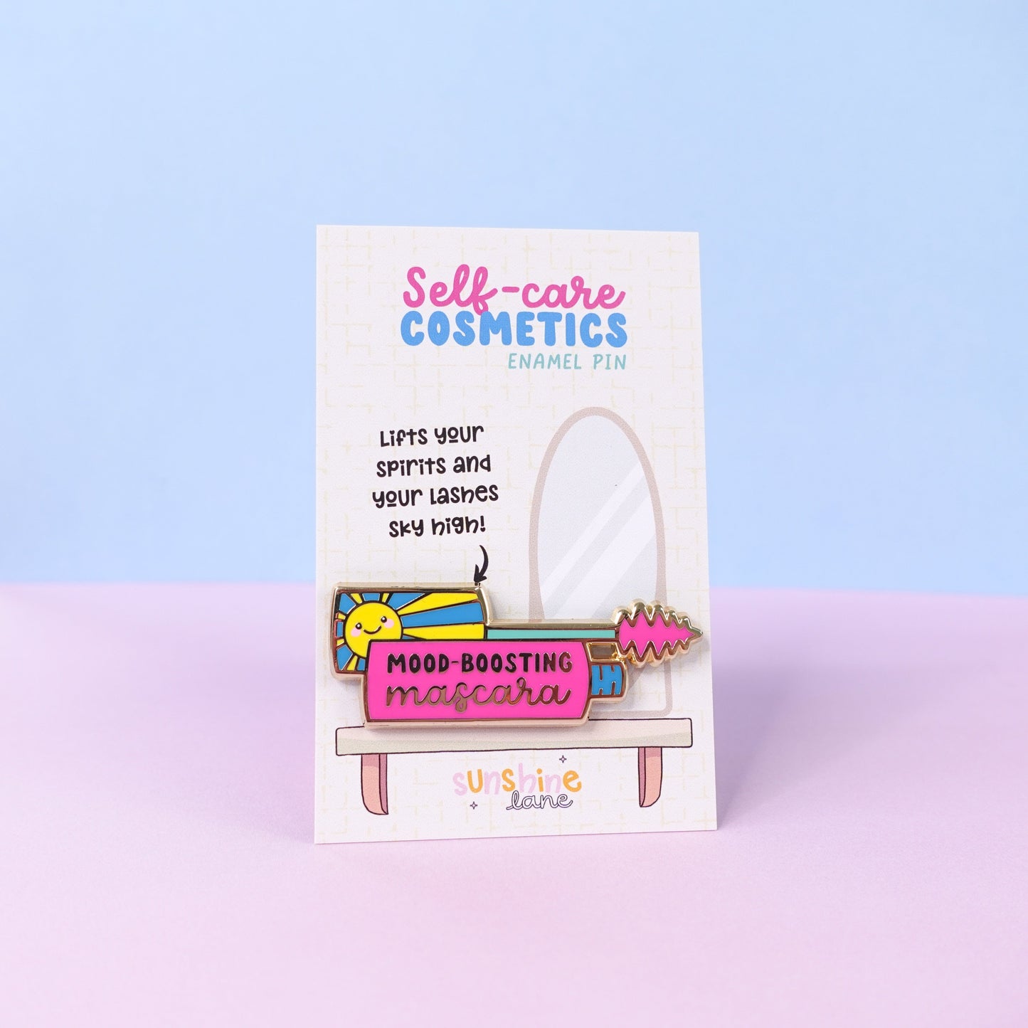 Mood-Boosting Mascara Gold Enamel Pin