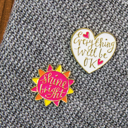 Pin Badge Set: Shine Bright & Everything Will Be OK - Forever After Boutique