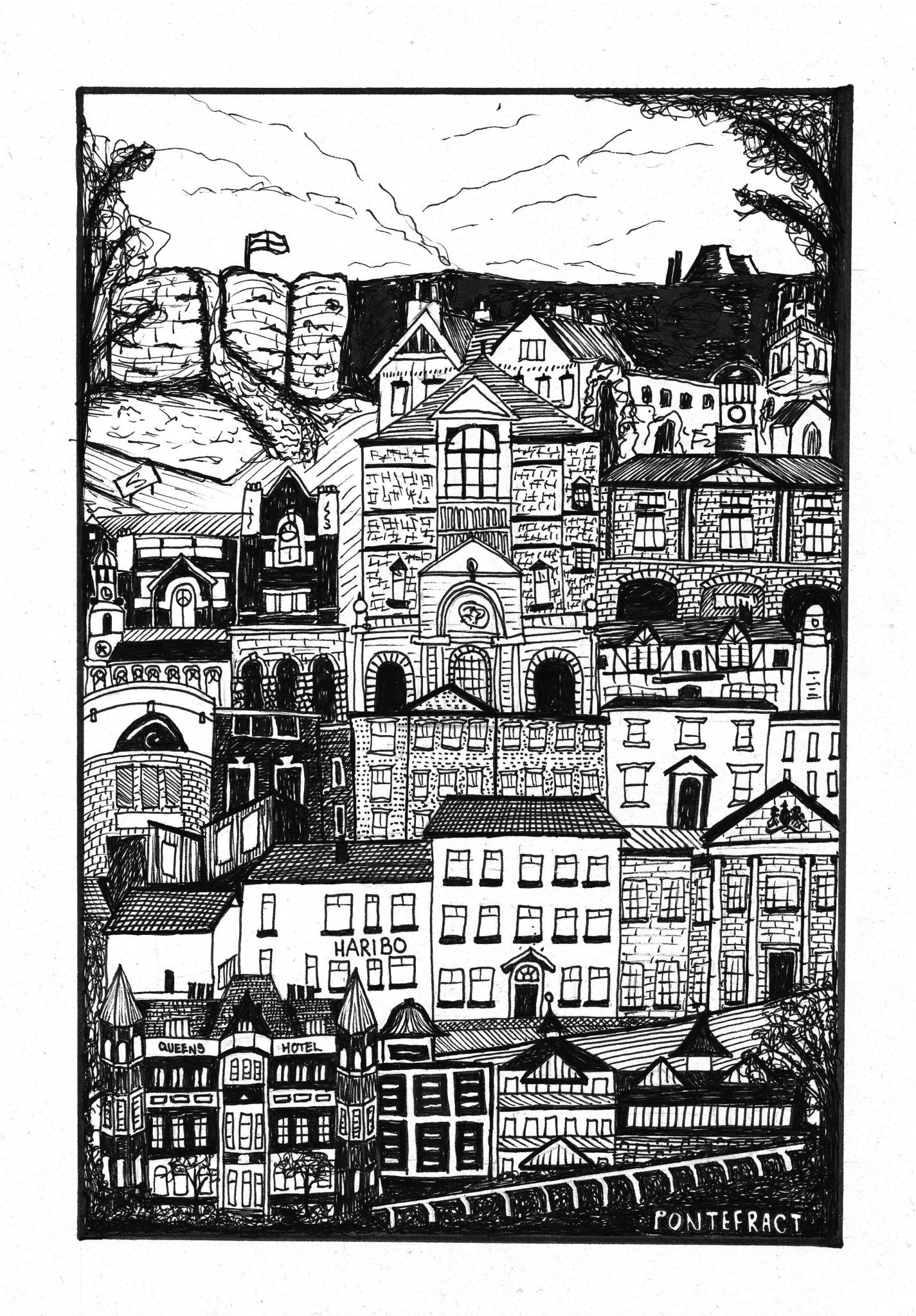 Pontefract Mounted Print A4 - Forever After Boutique