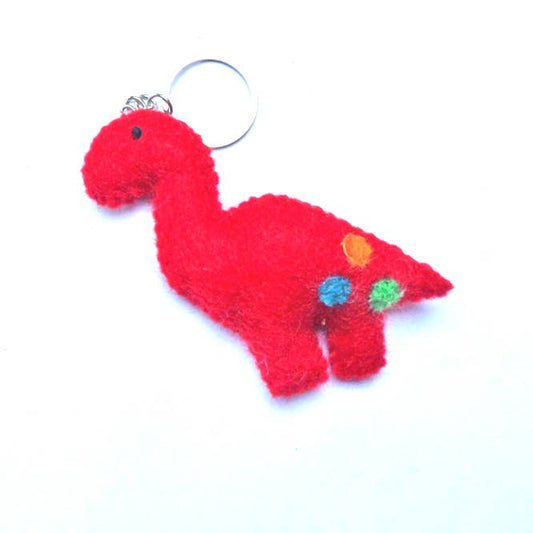 Red Felt Dinosaur Keyring - Forever After Boutique