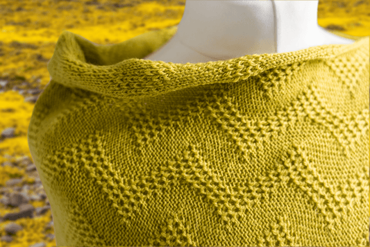 Seashore Mustard Merino Poncho. Women's Textured Waves Merino Wool Fringe Poncho. - Forever After Boutique